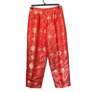 ASHRO Satin Ornamental Gold Metallic Pants Size 12